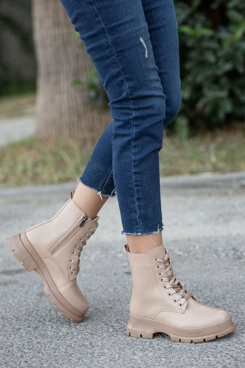 Nude Skin Long Lace Detail Women's Boots - STREETMODE™