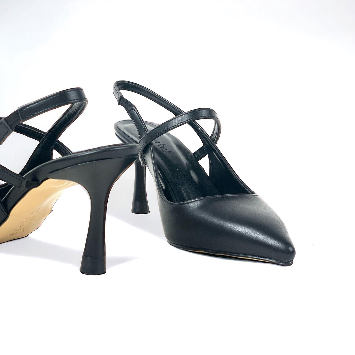 Olvan Black Skin Thin Heel Shoes Sandals 7 Cm Heel - STREETMODE™