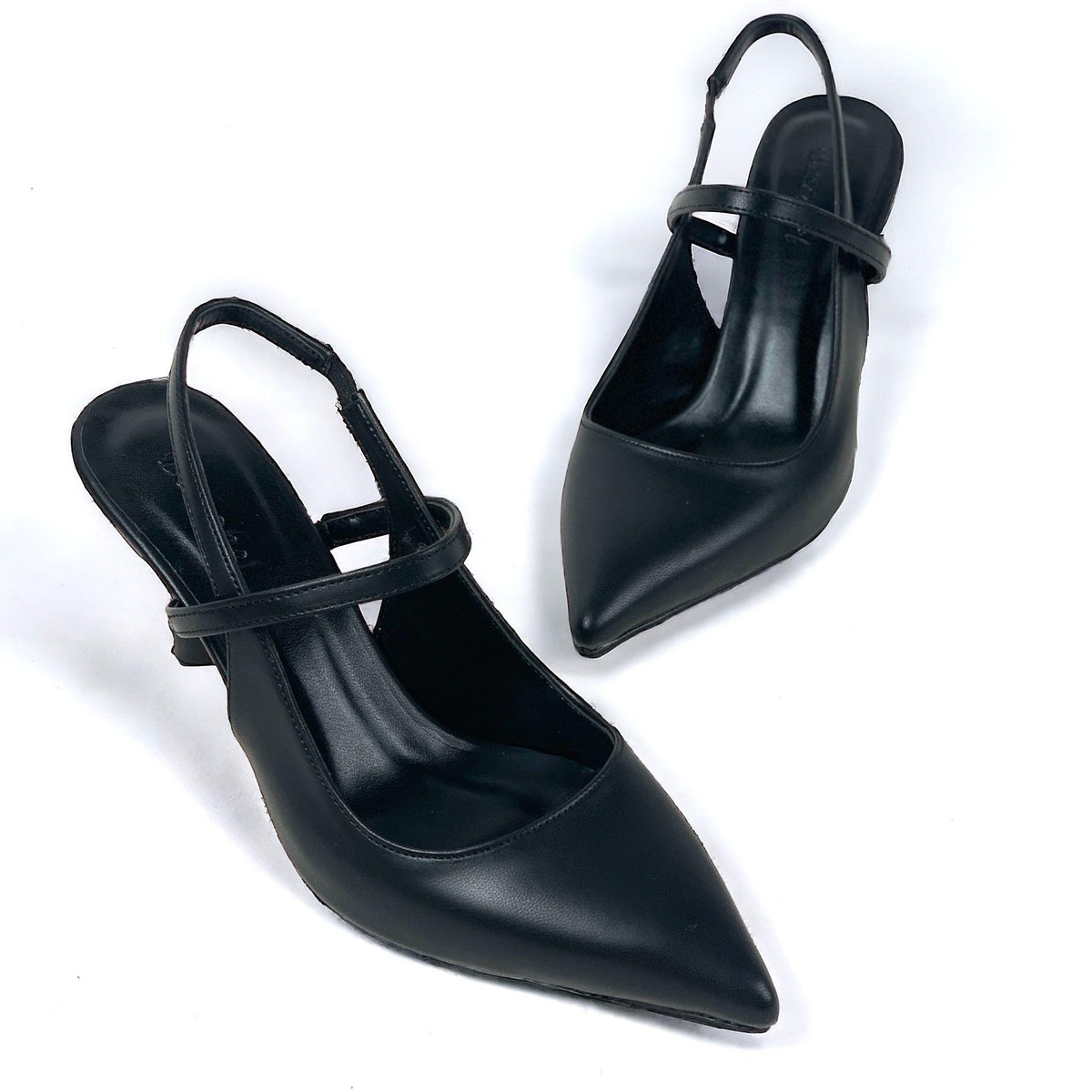Olvan Black Skin Thin Heel Shoes Sandals 7 Cm Heel - STREETMODE™