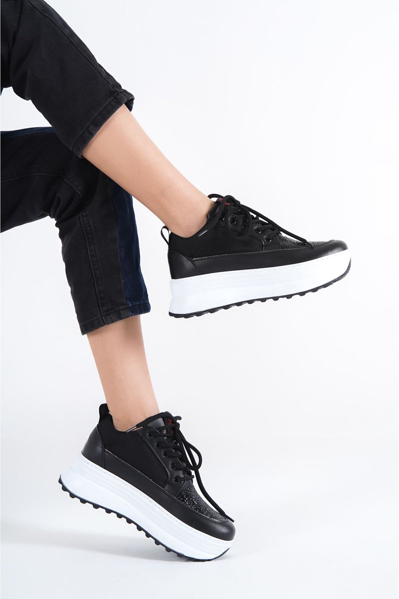Oneo Black White Women's Sneakers Shoes - STREETMODE™
