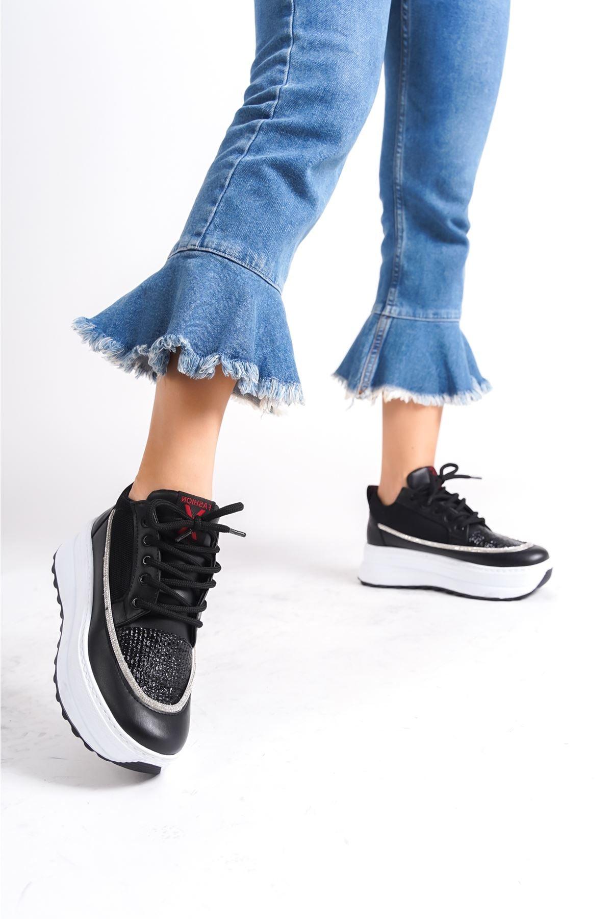 Oneo Black White Women's Sneakers Shoes - STREETMODE™