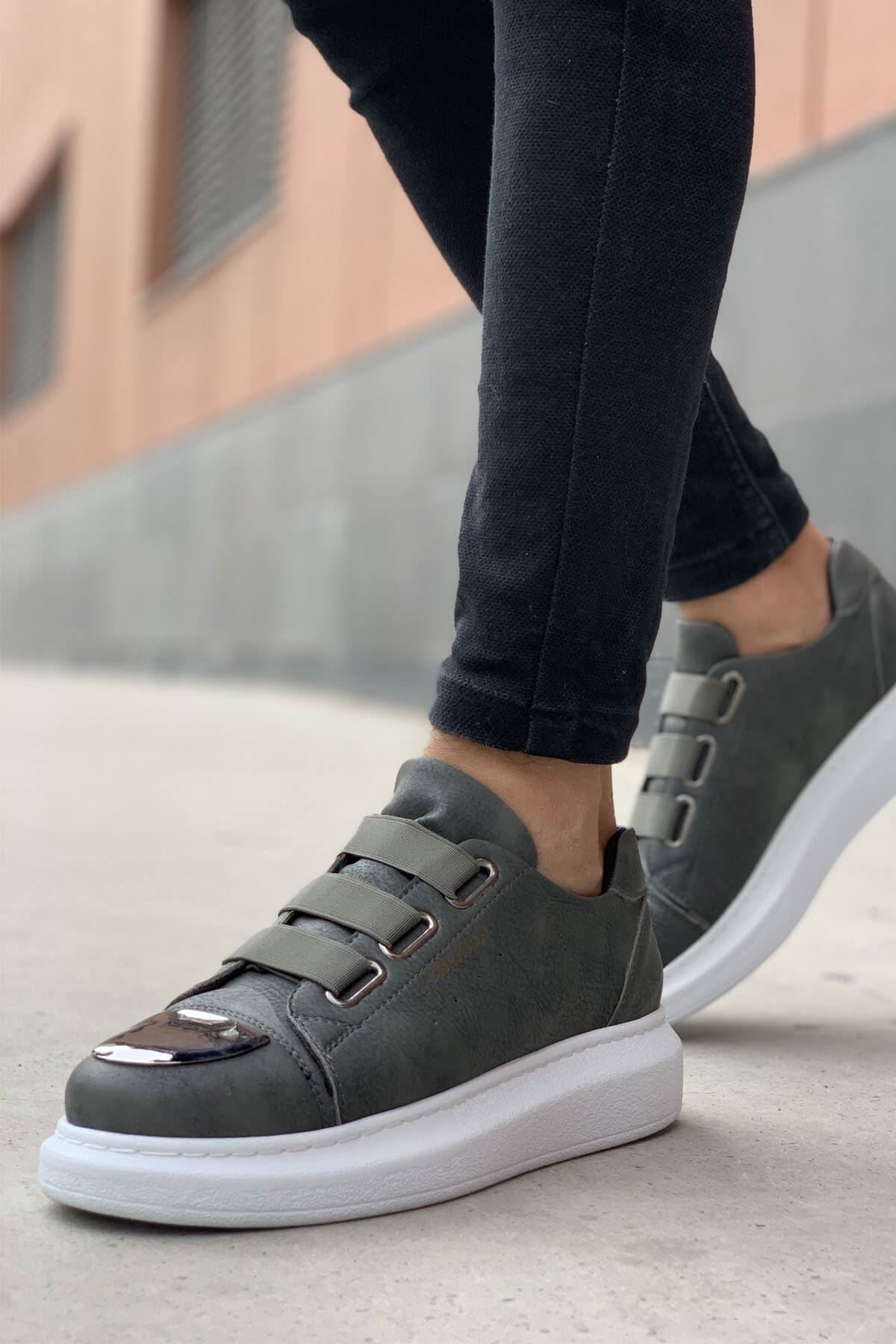 Original Design CH251 Unisex Grey-New Trend Shiny Accessory Casual Sneaker Sports Shoes - STREETMODE™