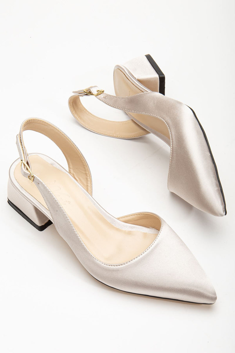 Ossie Beige Satin Women's High Heeled Shoes - STREETMODE™