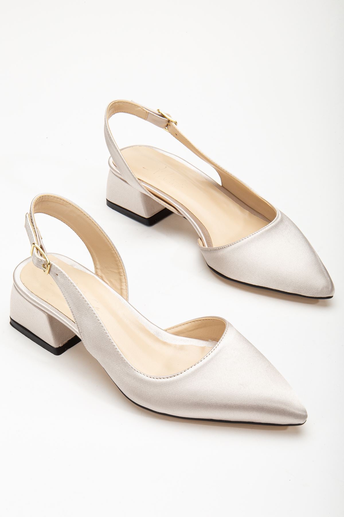 Ossie Beige Satin Women's High Heeled Shoes - STREETMODE™