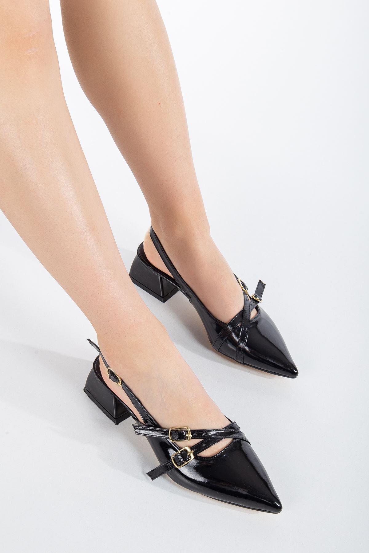 Pary Black Patent Leather Women's Heeled Shoes - STREETMODE™