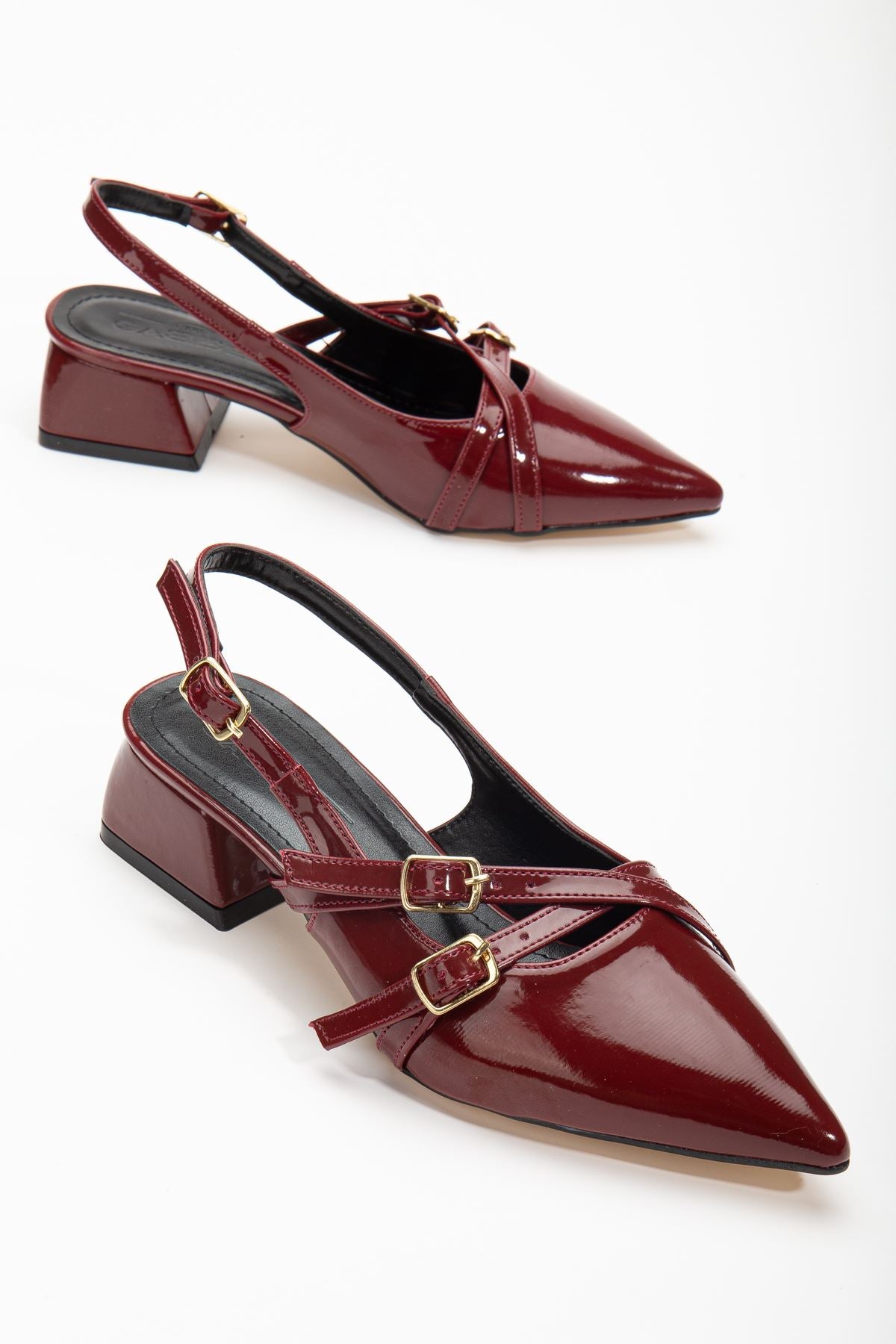 Pary Claret Red Patent Leather Women's Heeled Shoes - STREETMODE™