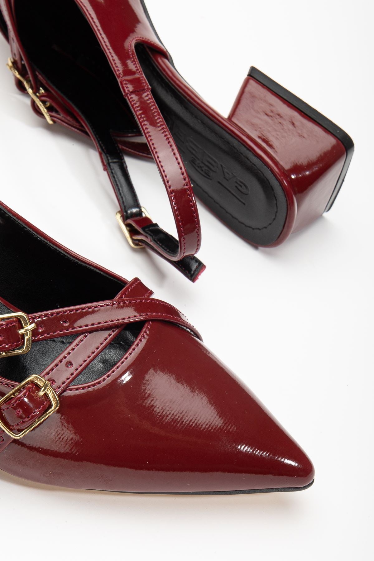 Pary Claret Red Patent Leather Women's Heeled Shoes - STREETMODE™