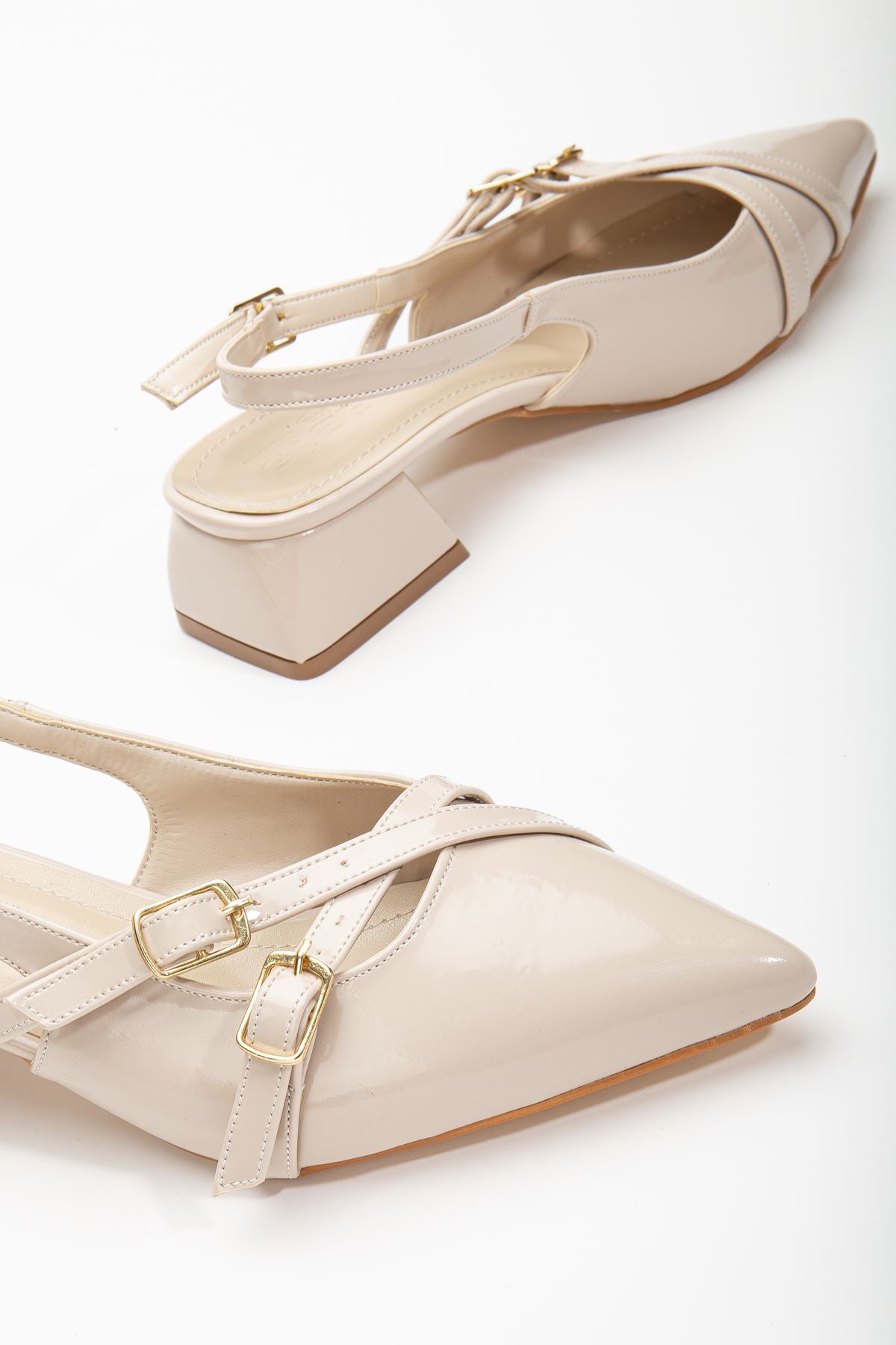 Pary Cream Patent Leather Women's Heeled Shoes - STREETMODE™