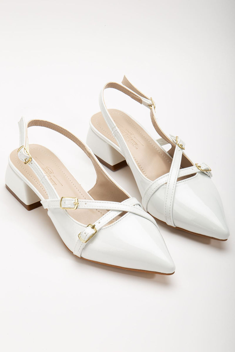 Pary White Patent Leather Women's Heeled Shoes - STREETMODE™