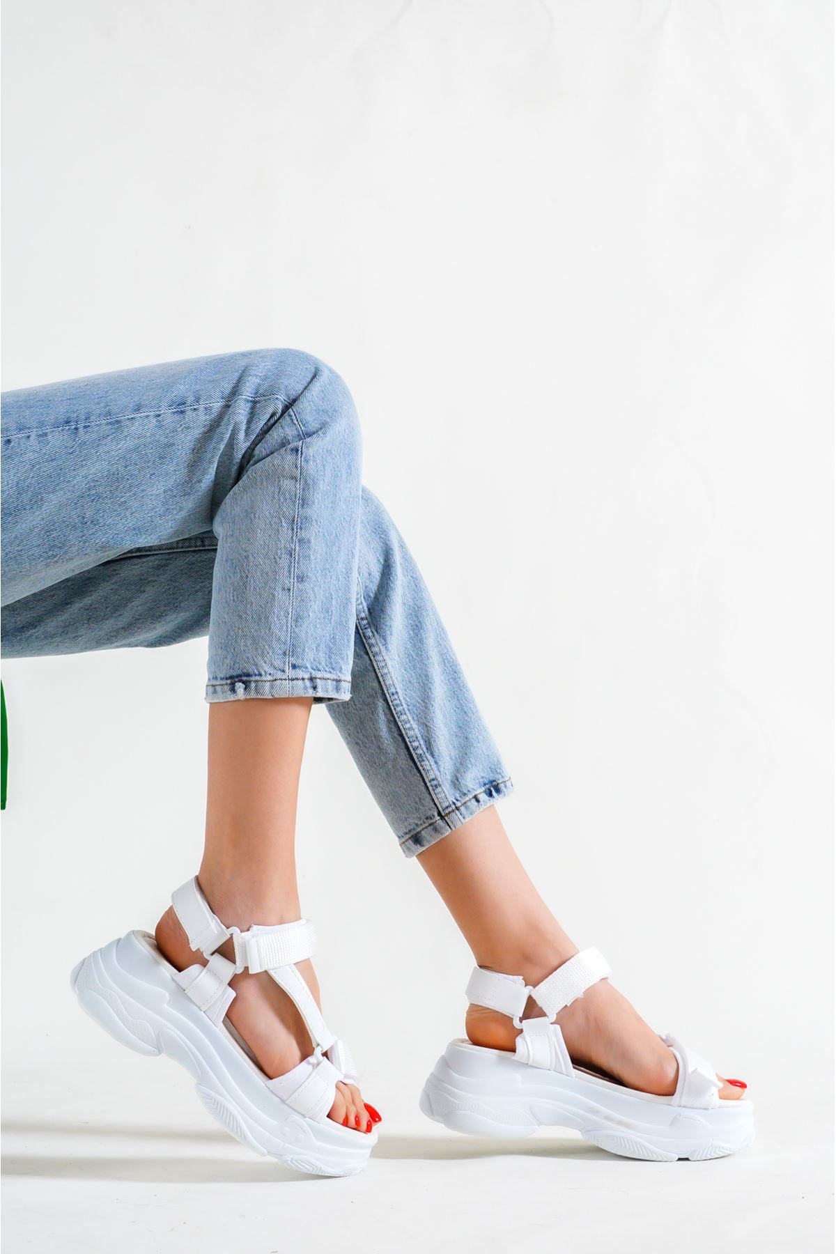 Petrika White Velcro Women's Sandals - STREETMODE™