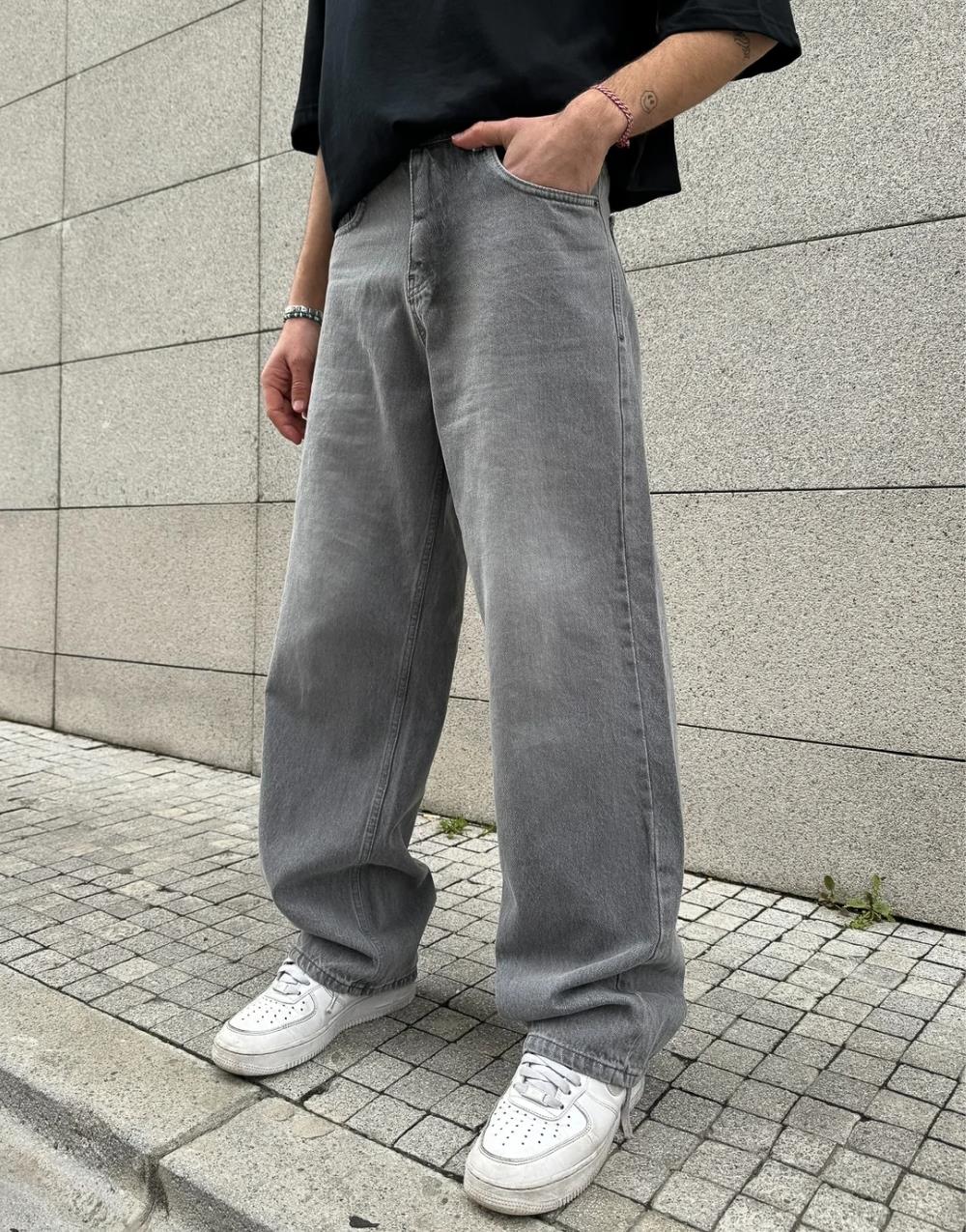 Premium Baggy Men's Jeans Pants Black Smoked - STREETMODE™
