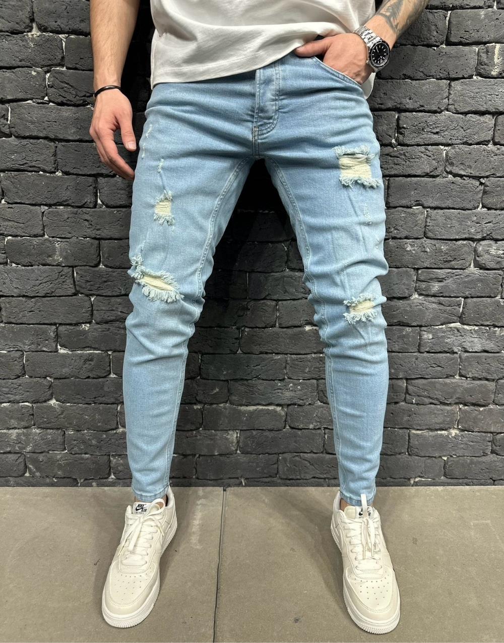 Premium Distressed Slim Fit Men's Jeans - STREETMODE™