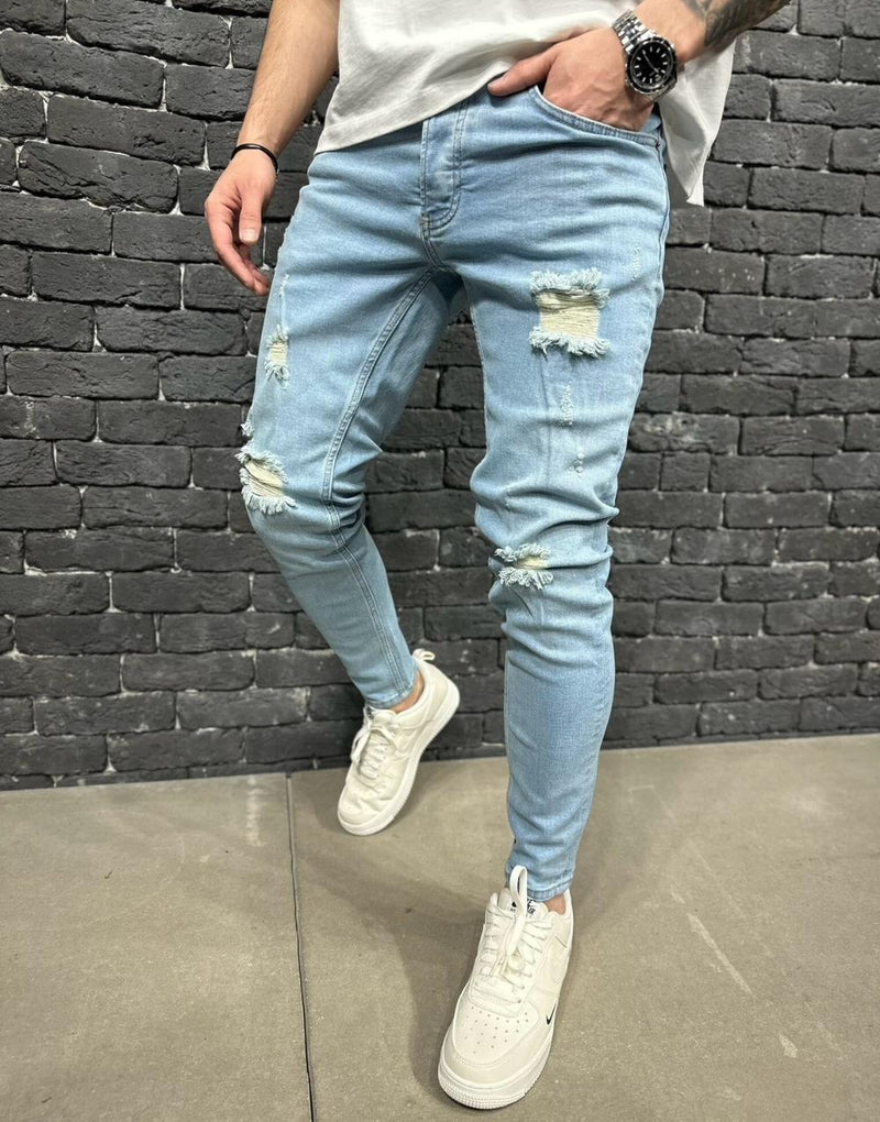Premium Distressed Slim Fit Men's Jeans - STREETMODE™