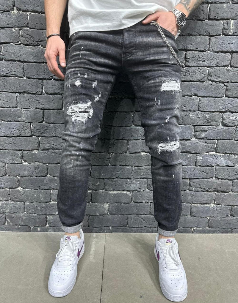 Premium Men's Slim Fit Distressed Jeans - STREETMODE™