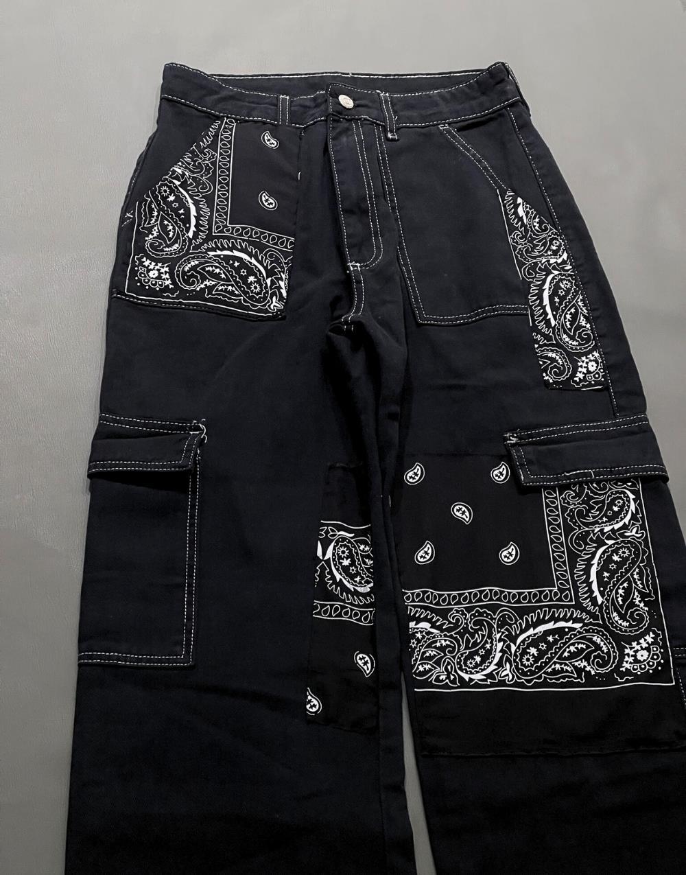 Premium Patchwork Bandana Men's Cargo Jeans - STREETMODE™