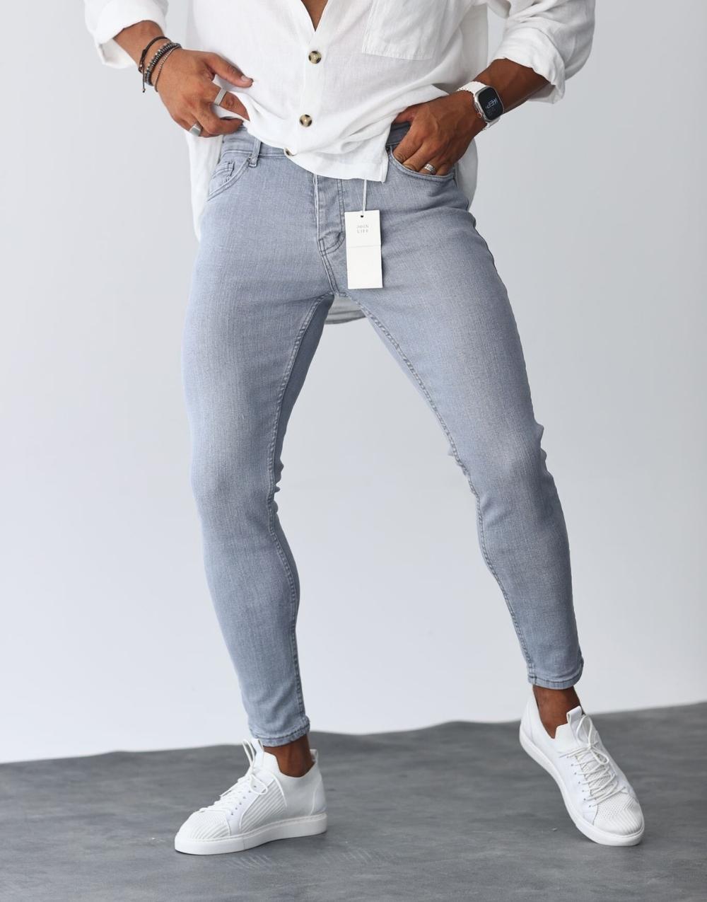 Premium Slim Fit Ice Gray Men's Jeans - STREETMODE™