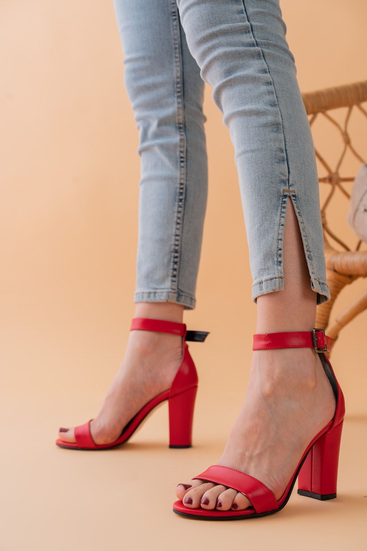 Red Skin Heeled Women's Shoes - STREETMODE™