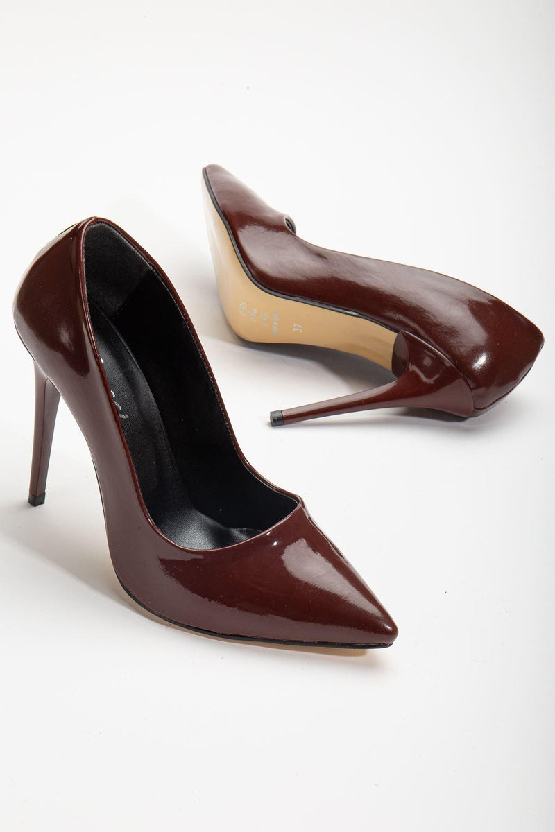 River Burgundy Patent Leather Thin Heeled Women's Evening Dress Shoes - STREETMODE™