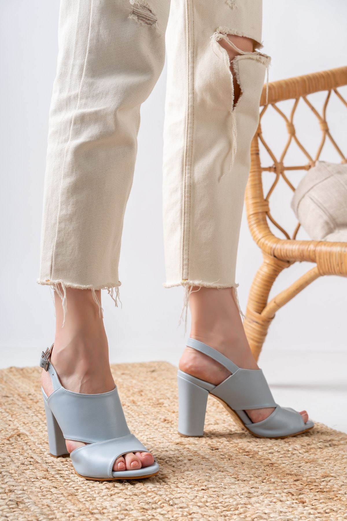 Seila Baby Blue Skin High Heels Women's Shoes - STREETMODE™