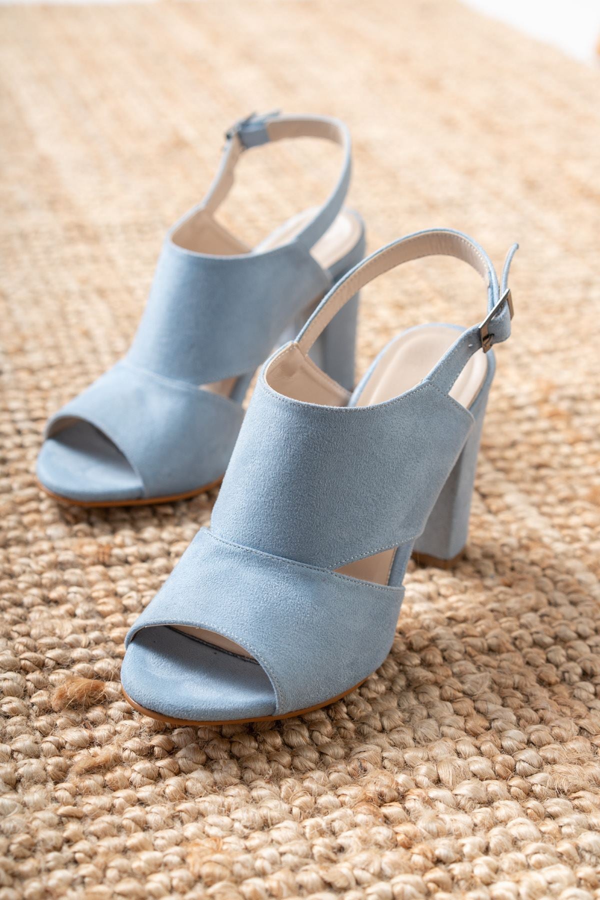 Seila Baby Blue Suede High Heeled Women's Shoes - STREETMODE™