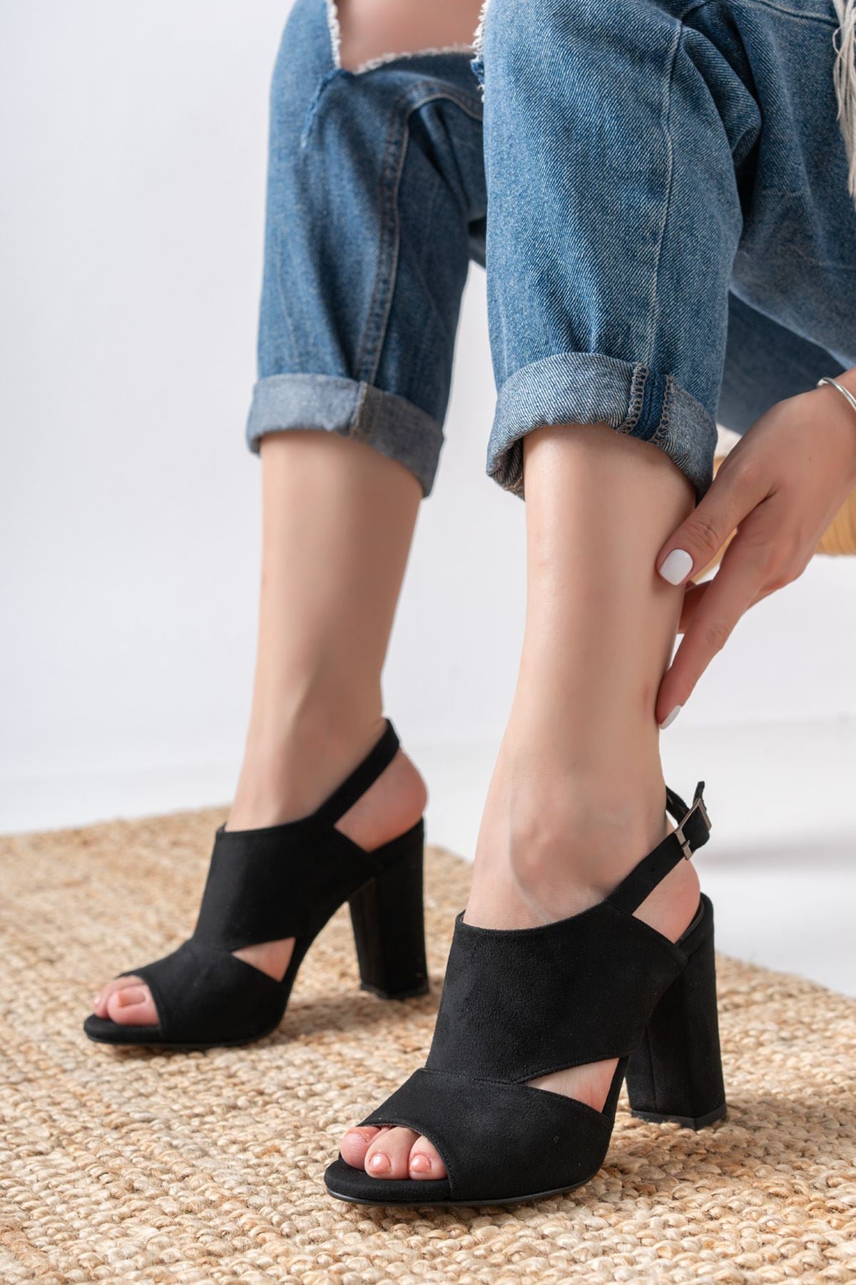Seila Black Suede High Heels Women's Shoes - STREETMODE™