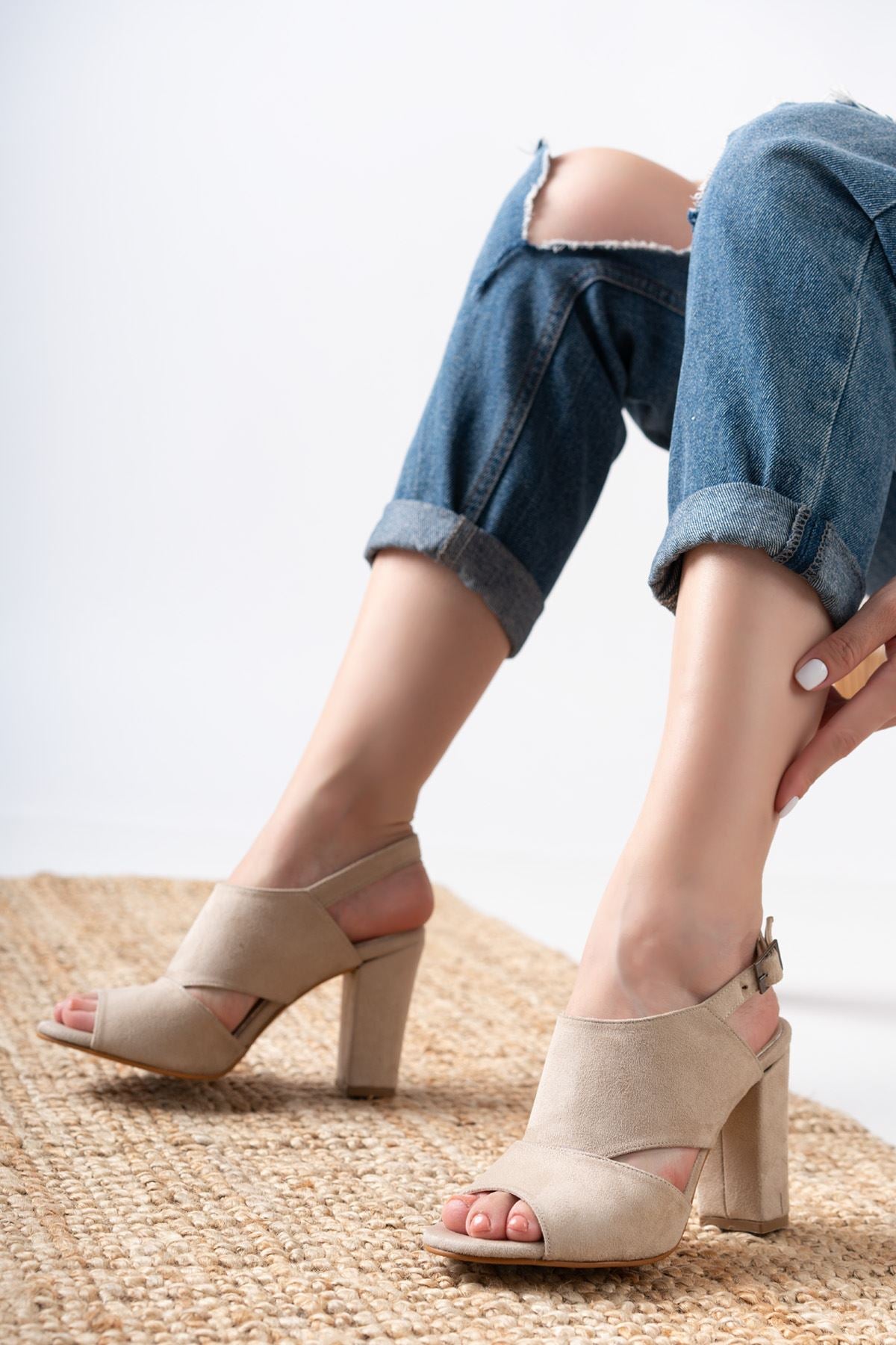 Seila Cream Suede High Heels Women's Shoes - STREETMODE™