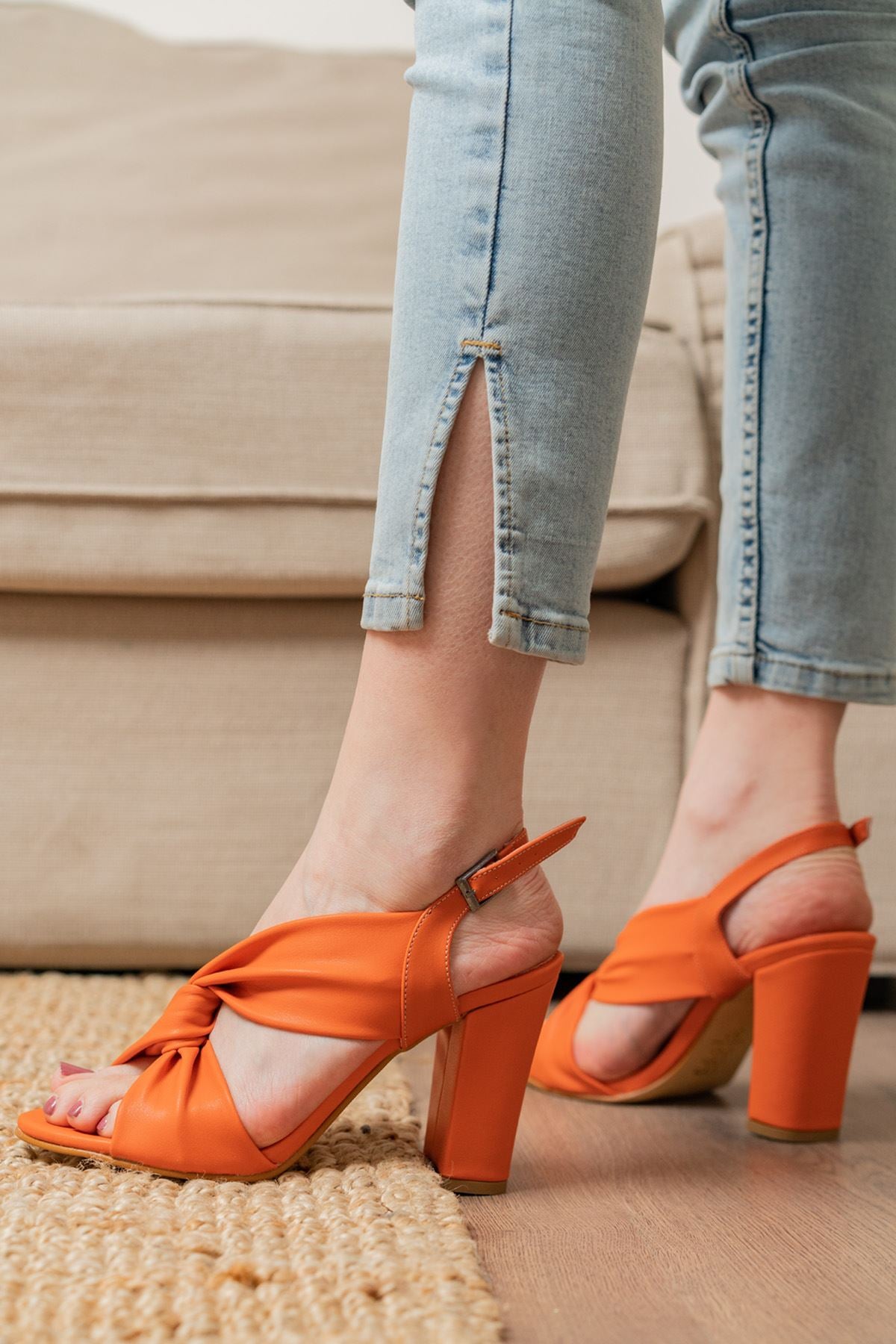 Serafima Orange Skin High Heels Women's Shoes - STREETMODE™