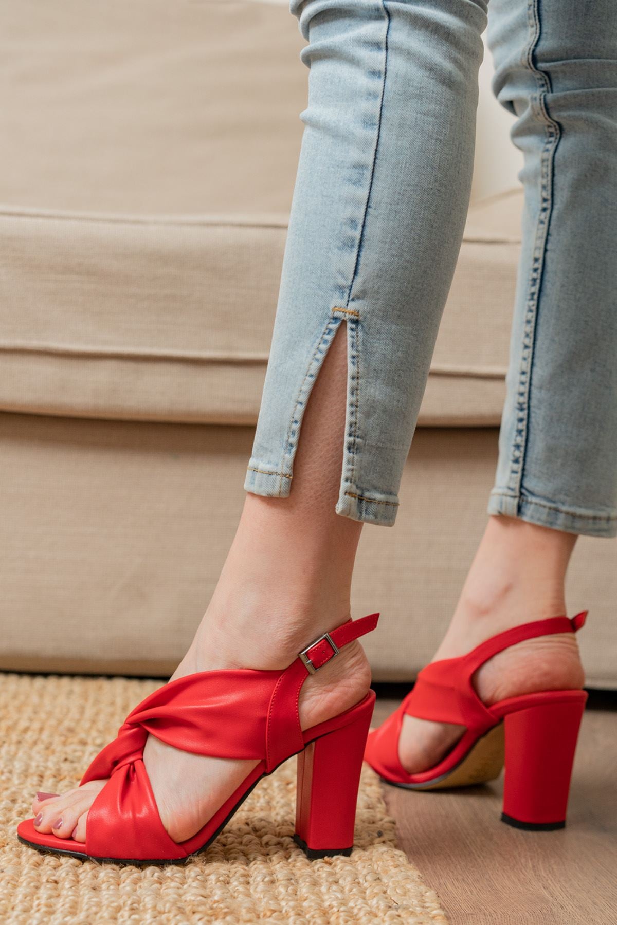 Serafima Red Skin High Heels Women's Shoes - STREETMODE™