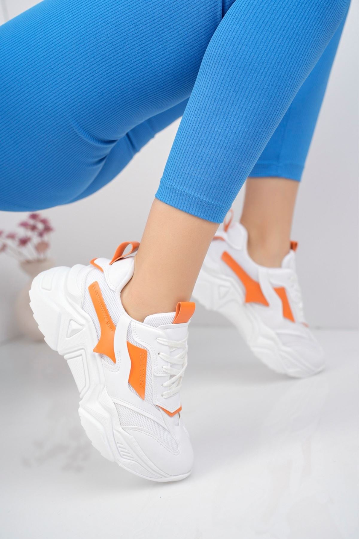 Seyran Orange White Women's Sneaker Sport Shoes - STREETMODE™
