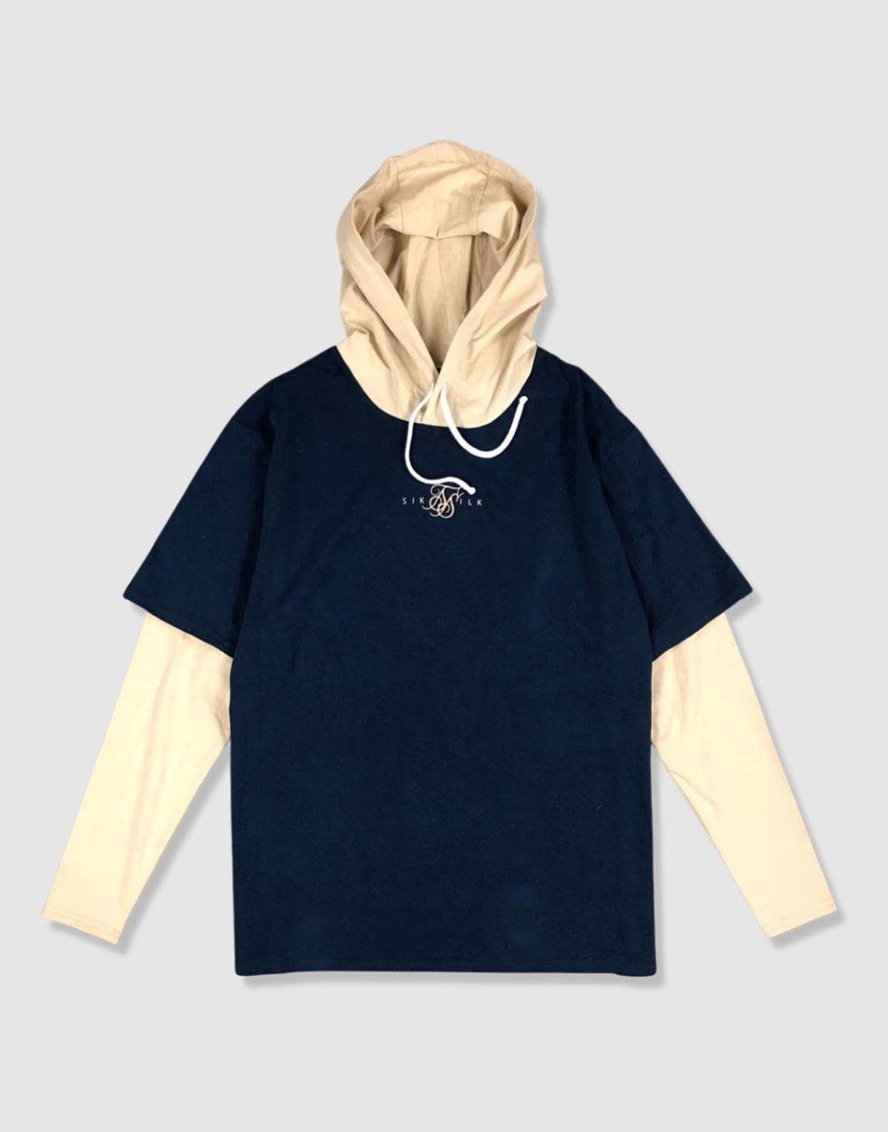 SikSilk Allure Men's Snap-On Hooded Long Sleeved T-Shirt - STREETMODE™
