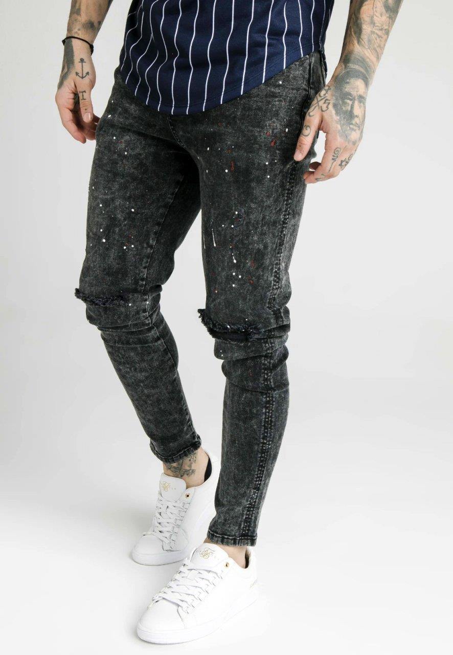 SikSilk Bust Knee Men's Jeans Black - STREETMODE™