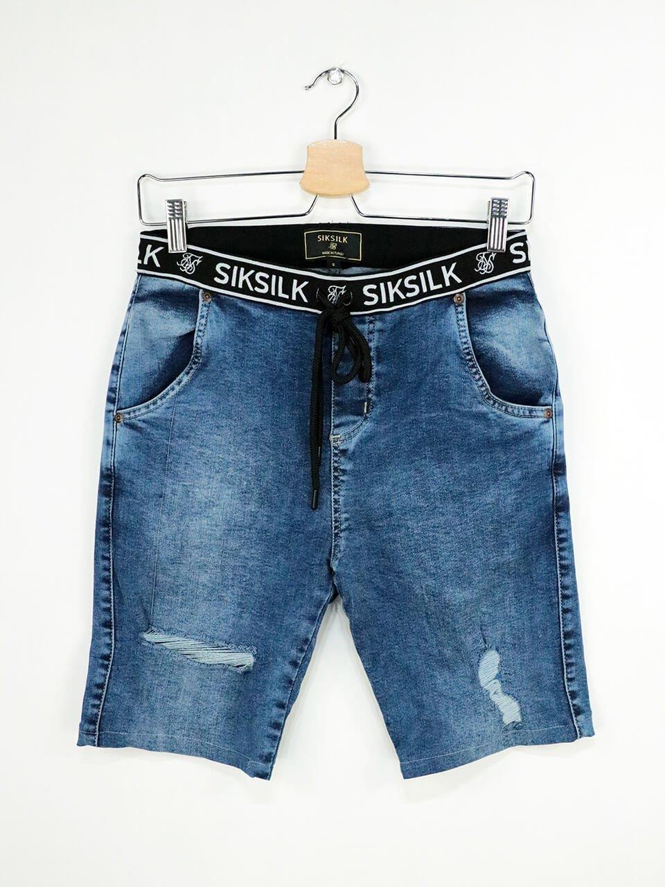 SikSilk Elastic Men's Denim Shorts Blue - STREETMODE™