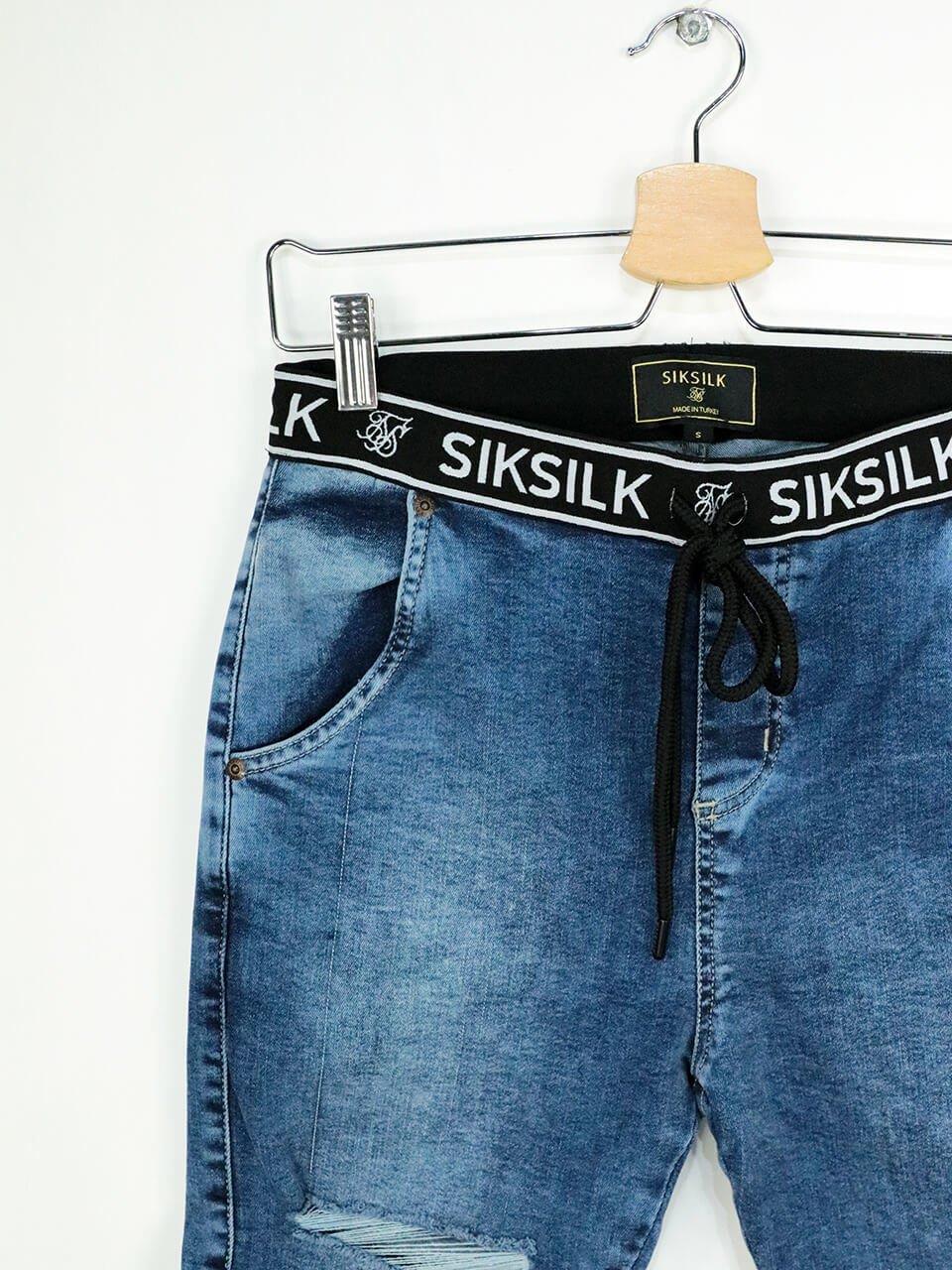 SikSilk Elastic Men's Denim Shorts Blue - STREETMODE™