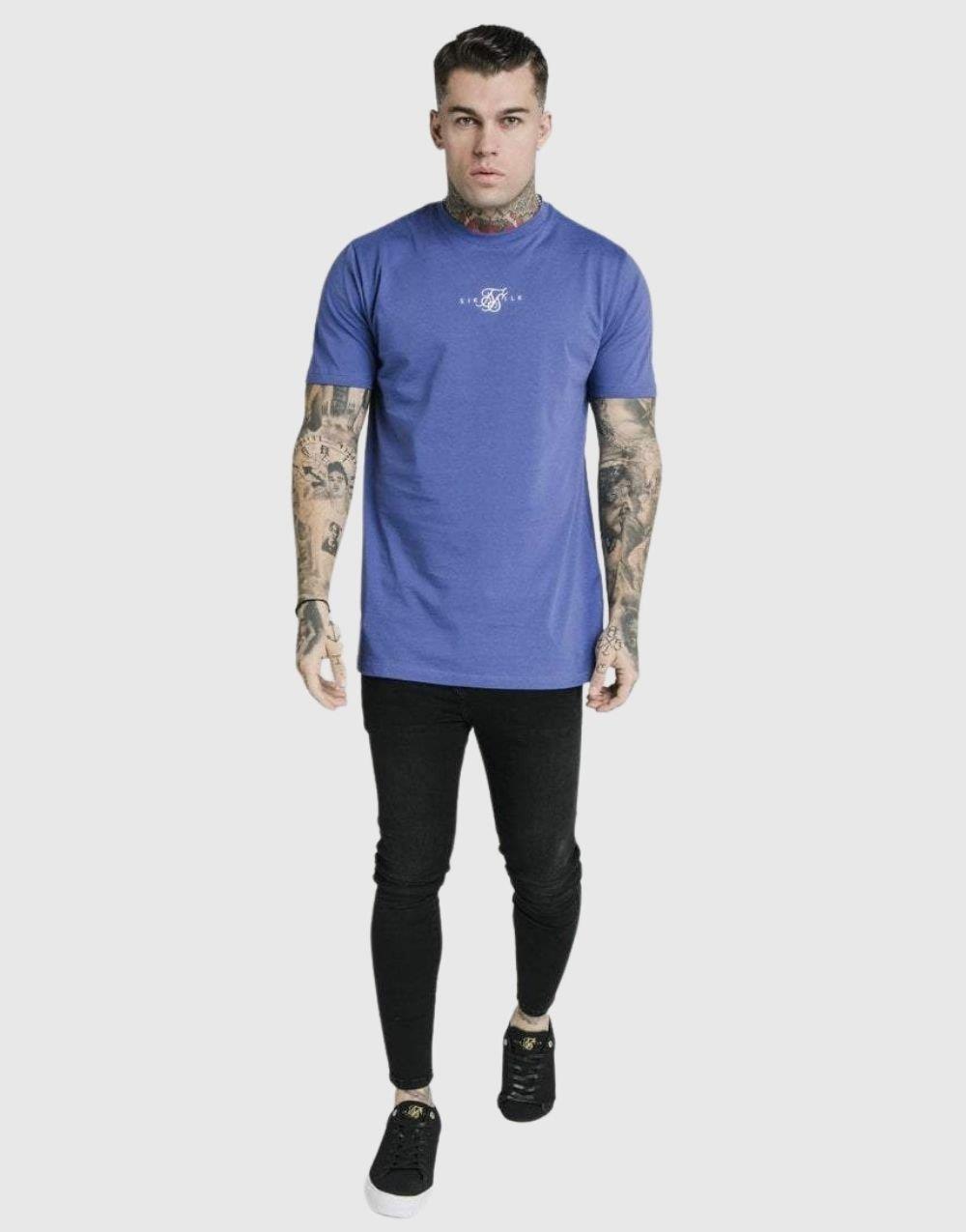 SikSilk Regular Basic Men's T-Shirt Blue - STREETMODE™