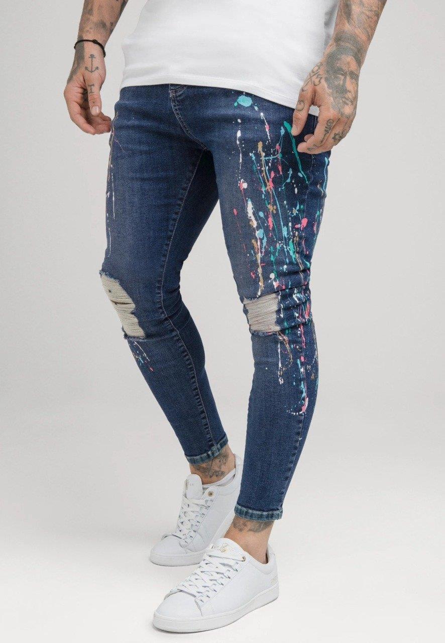 SikSilk Ripped Riot Jeans for Men Blue - STREETMODE™