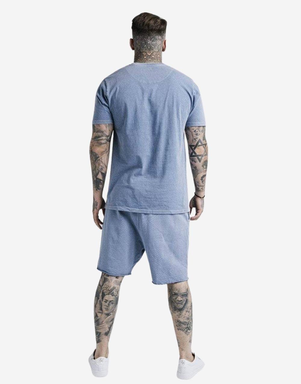 SikSilk Standard Fit Washed Blue T-Shirt - STREETMODE™
