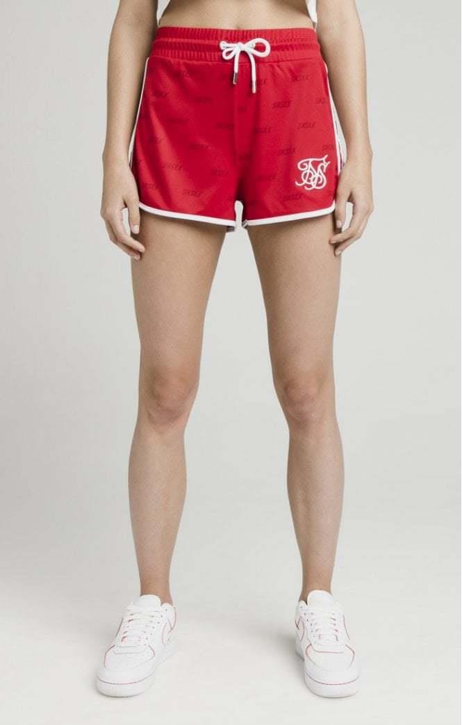 SikSilk Striped - Shadow Silk Gym Shorts - Red - STREETMODE™