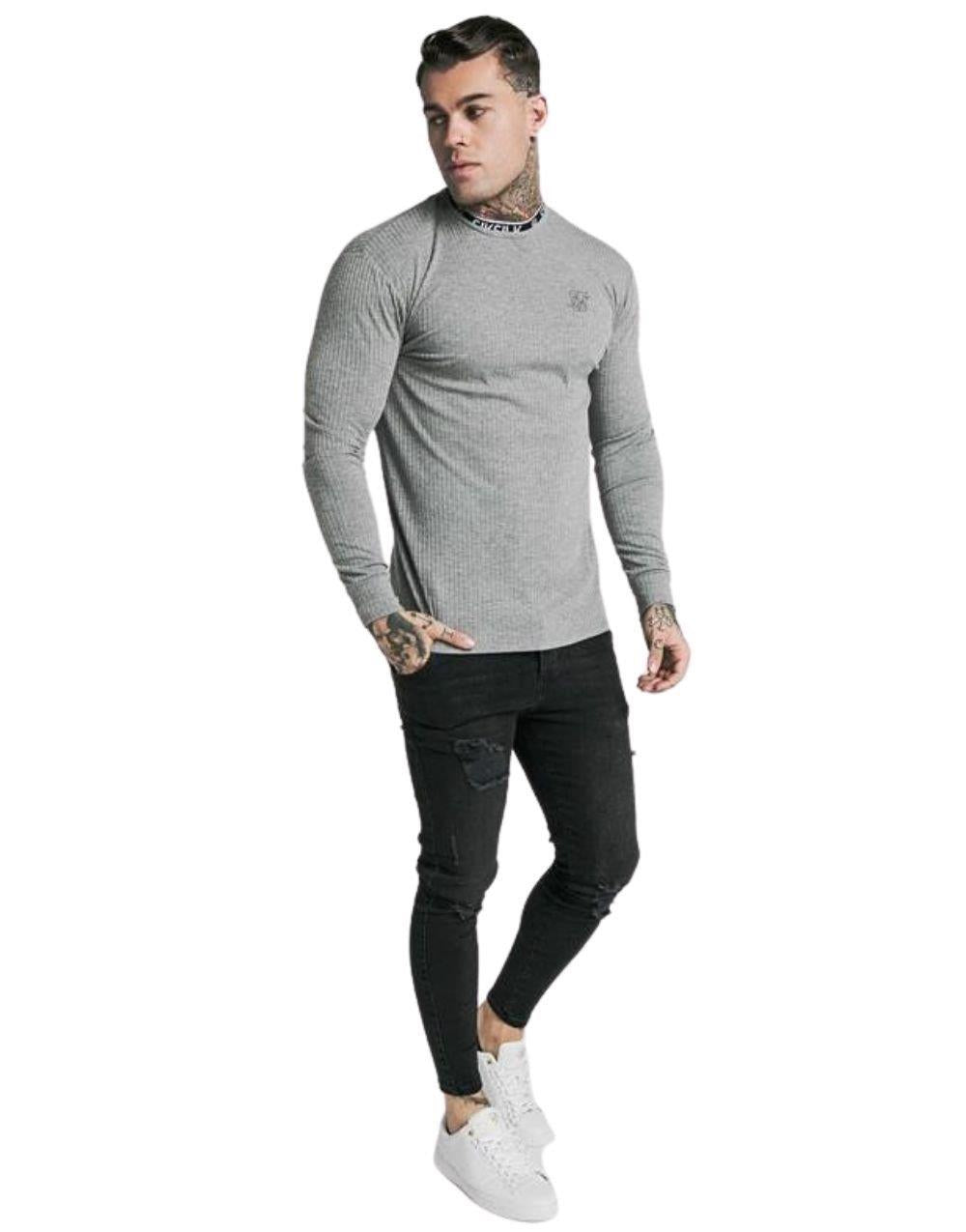 SikSilk Turtle Neck Banded Long Sleeve Sweater - STREETMODE™