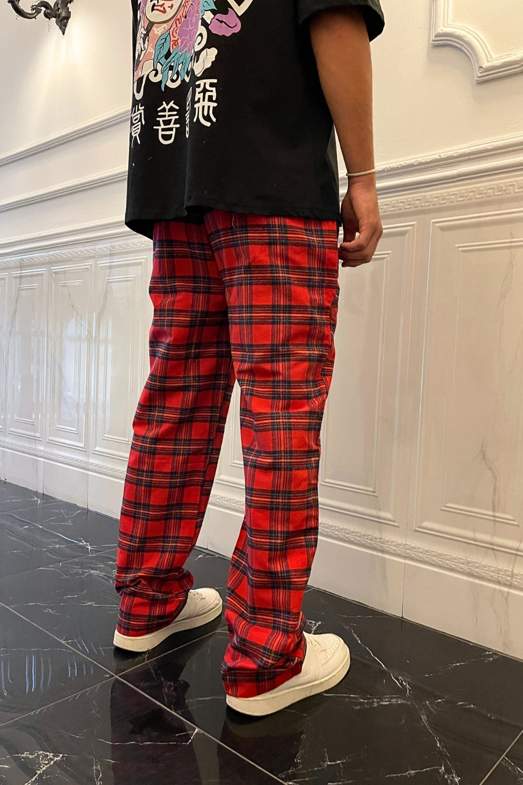 Square Patterned Red Pajama Sweatpants - STREETMODE™