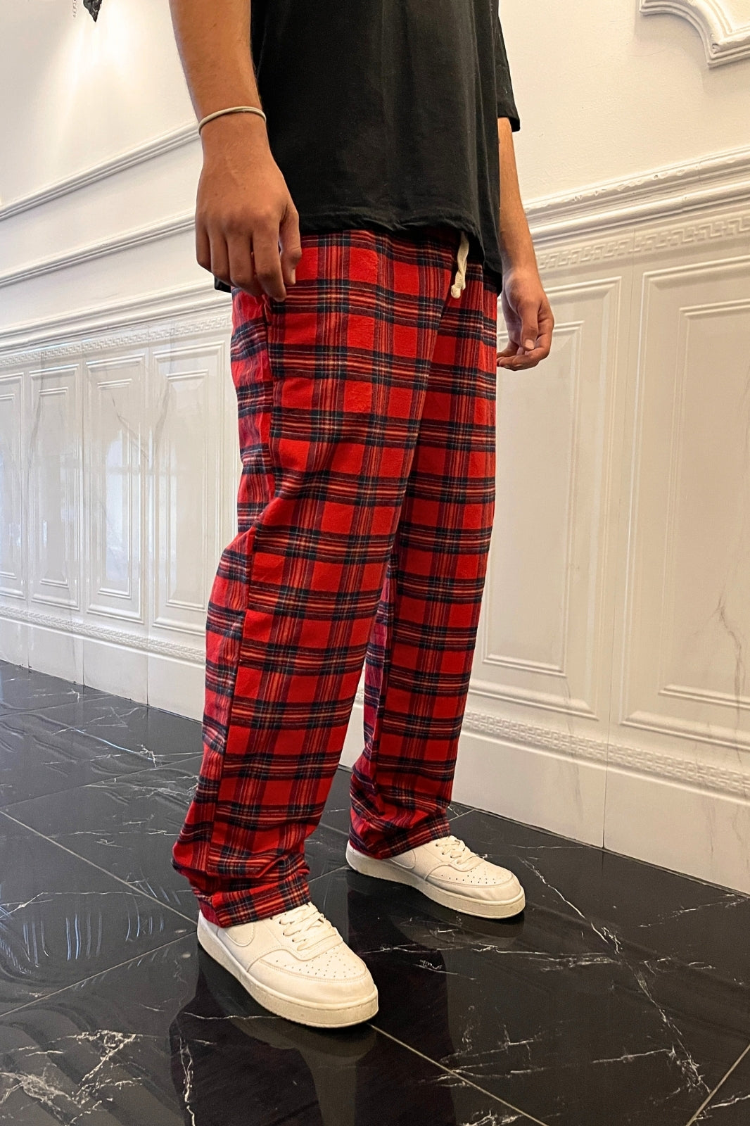 Square Patterned Red Pajama Sweatpants - STREETMODE™