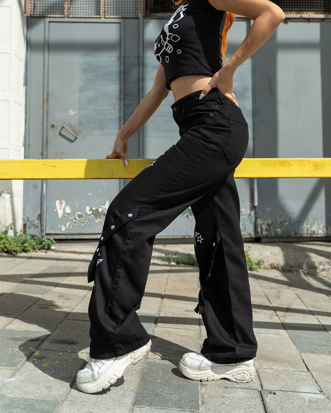 Star Patch Wide Leg Women's Baggy Trousers - STREETMODE™