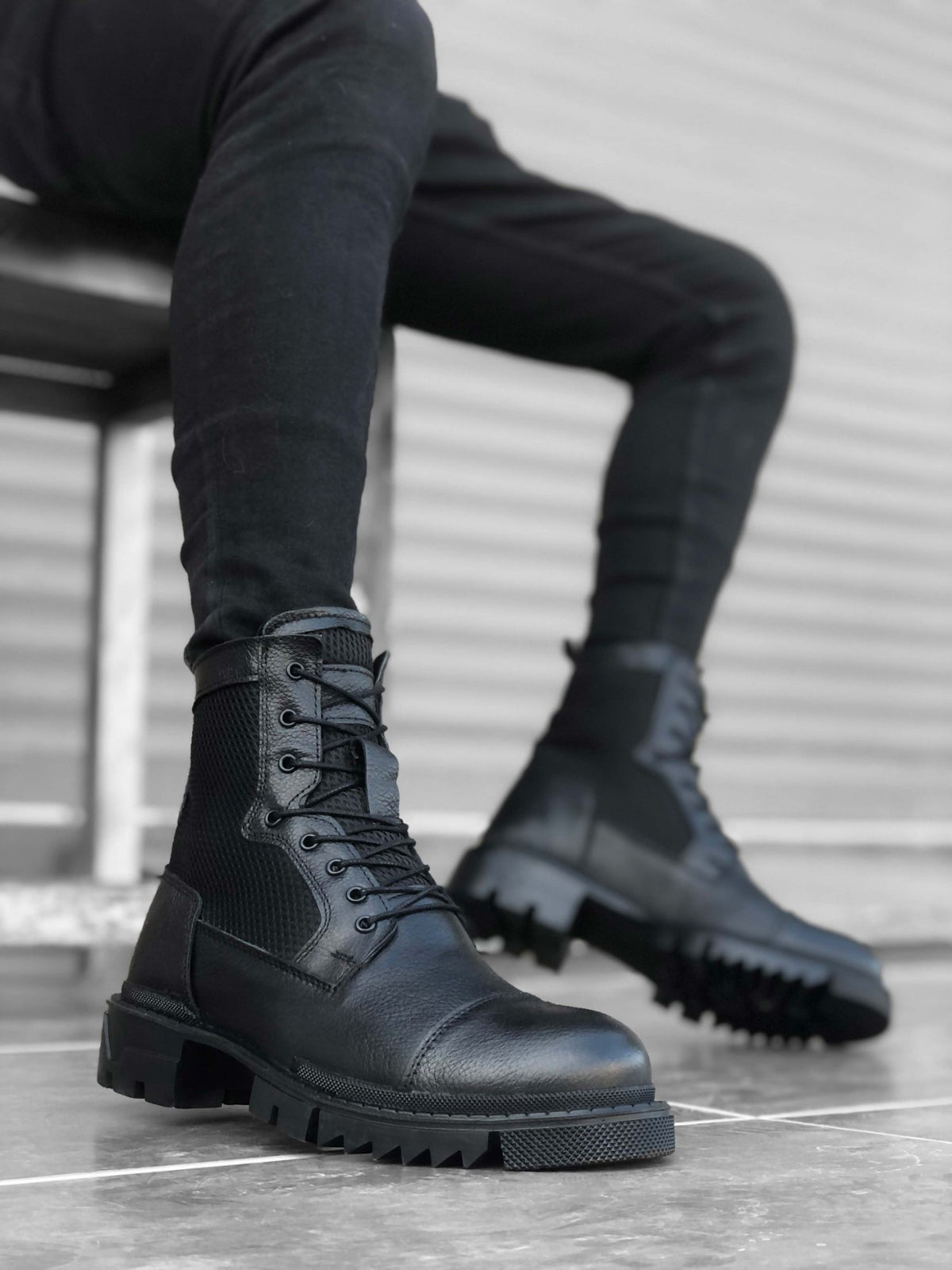 STM Boots BA0183 Genuine Leather Black Men's Boots - STREETMODE™