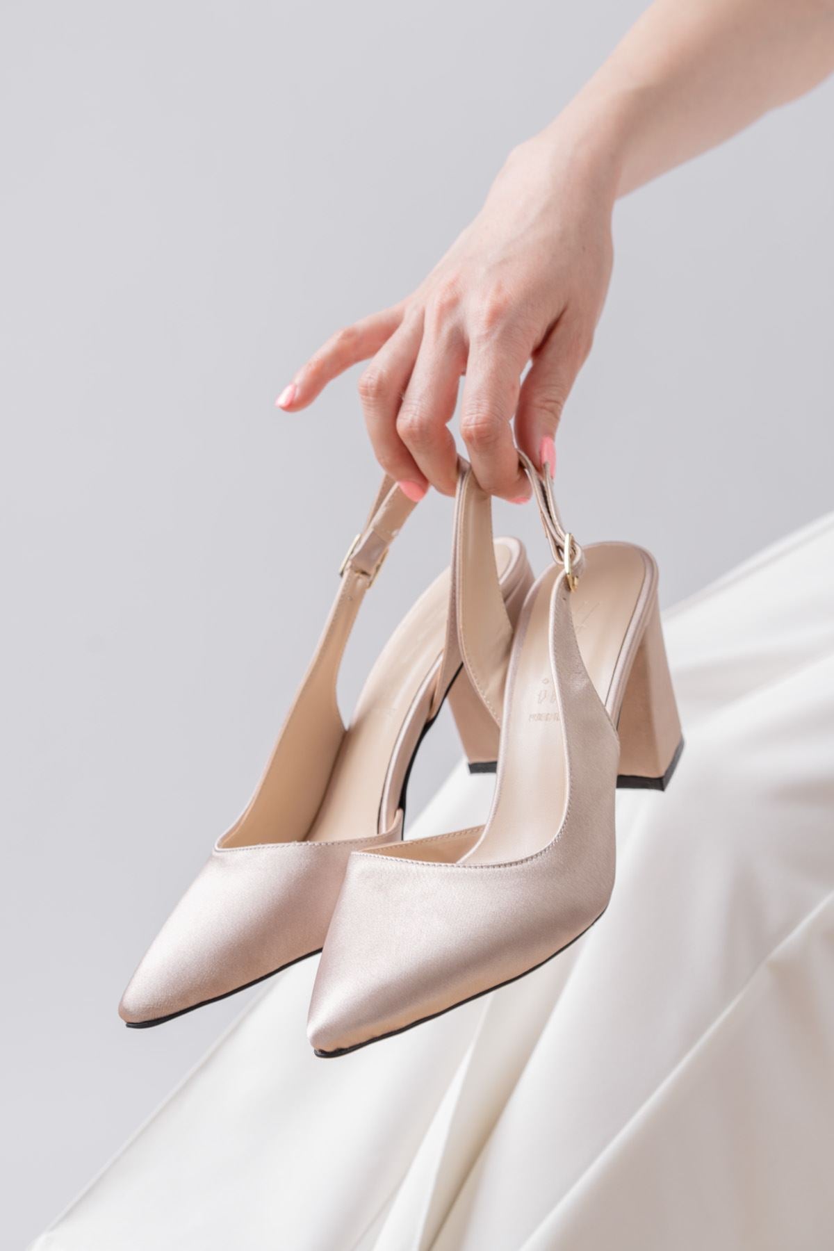 Tonia Cream Satin Heels Women's Shoes - STREETMODE™