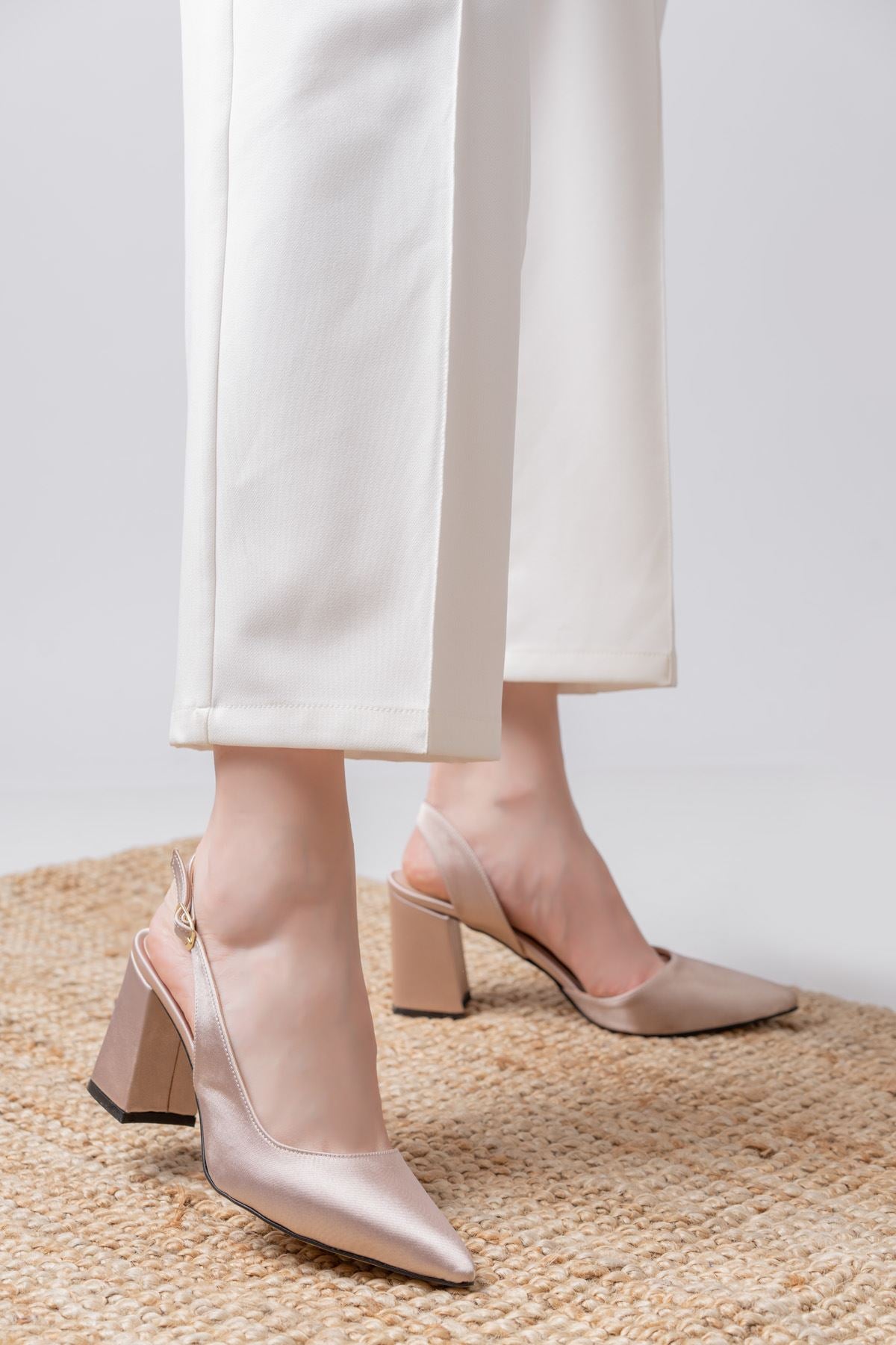 Tonia Cream Satin Heels Women's Shoes - STREETMODE™