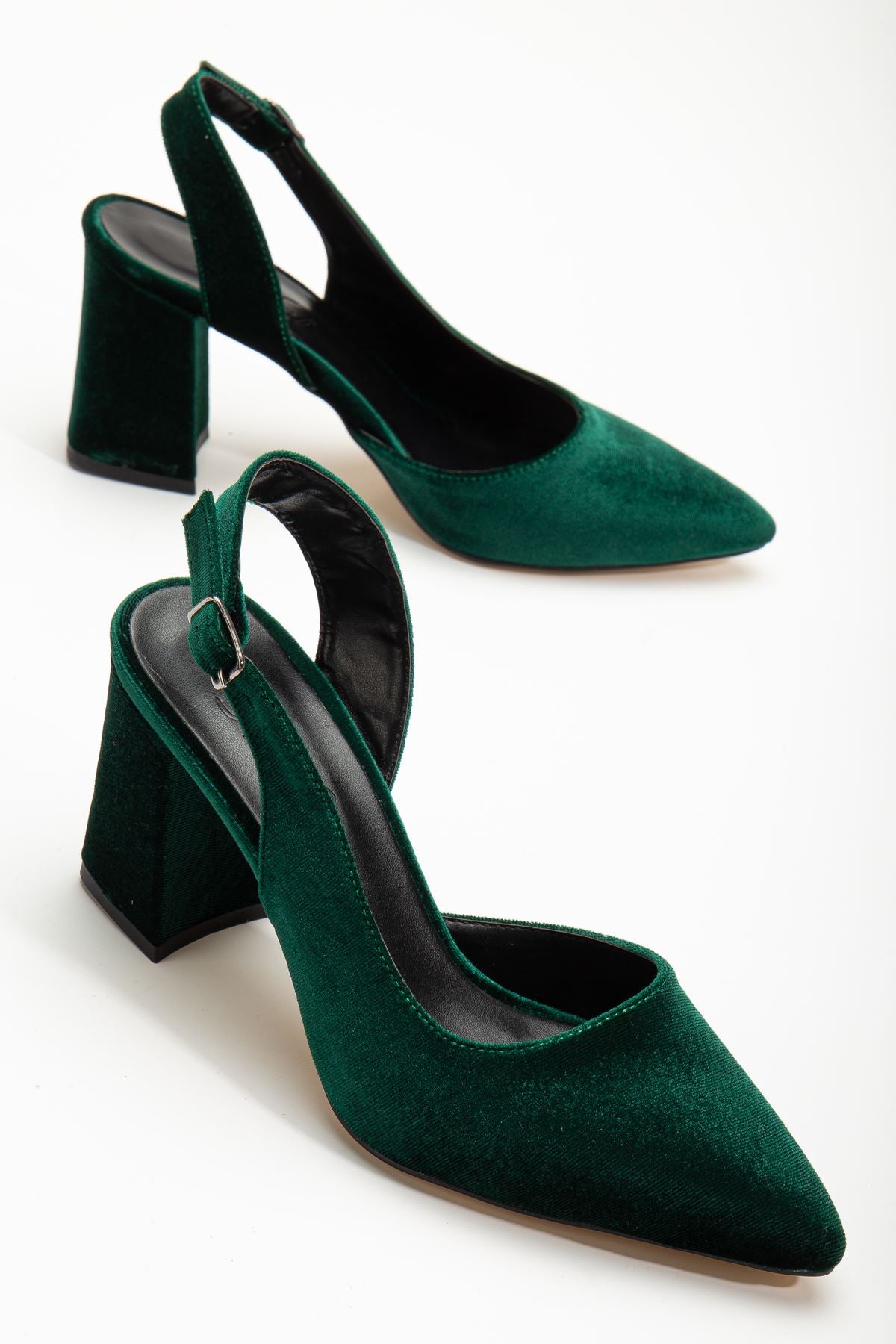 Tonia Khaki Velvet Heeled Women's Shoes - STREETMODE™