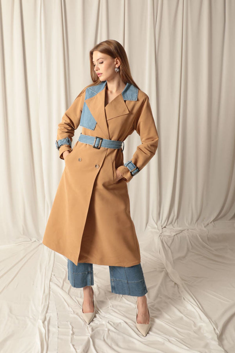 Torino Fabric Women's Tan Trench Coat - STREETMODE™