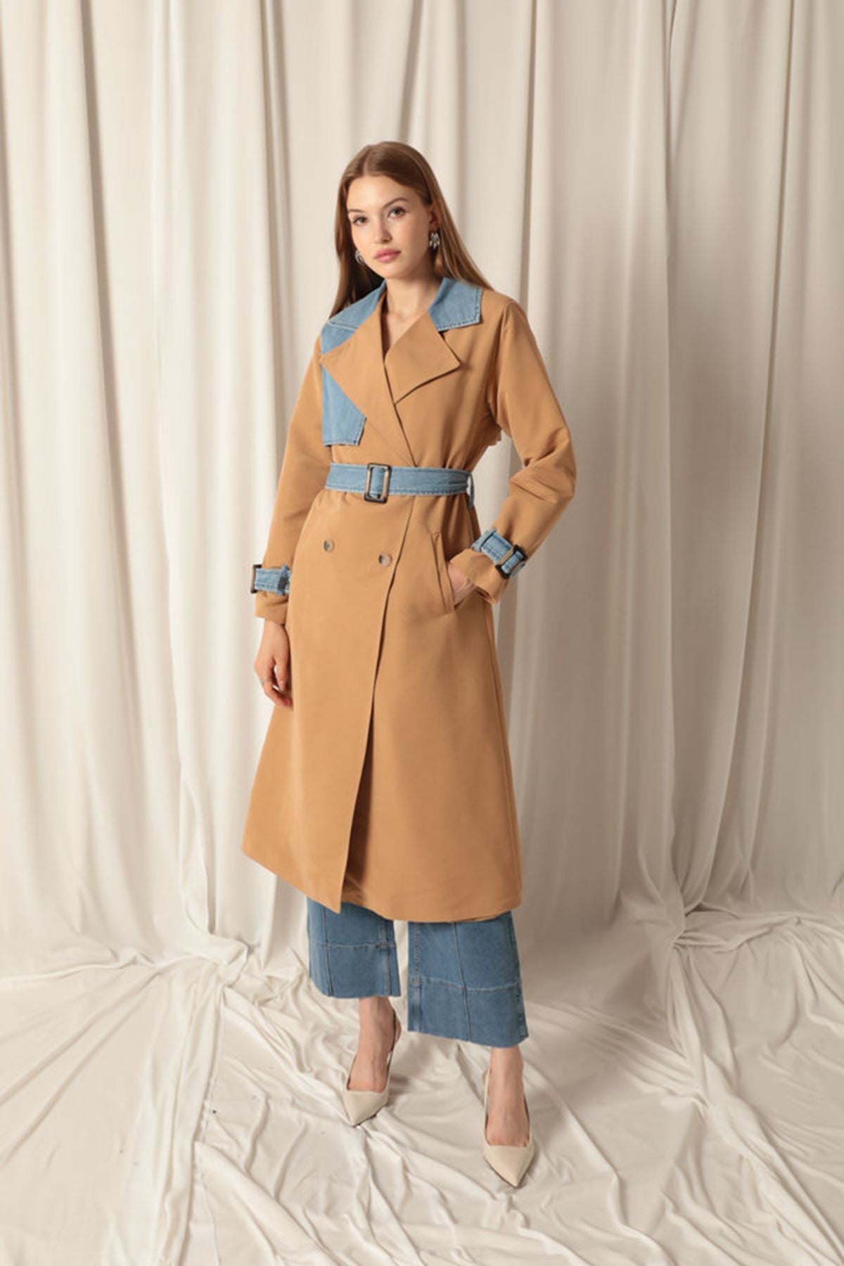 Torino Fabric Women's Tan Trench Coat - STREETMODE™