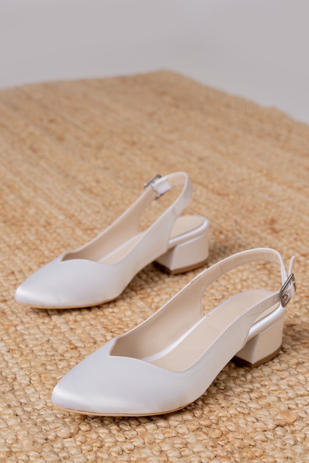 Valentina White Satin Heels Women's Shoes - STREETMODE™