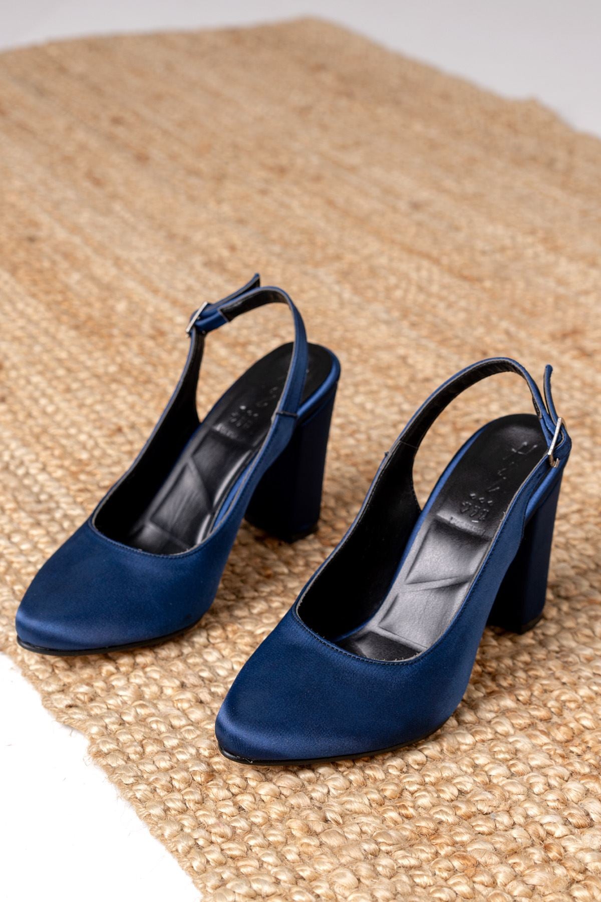 Vera Navy Blue Satin High Heels Women's Shoes - STREETMODE™