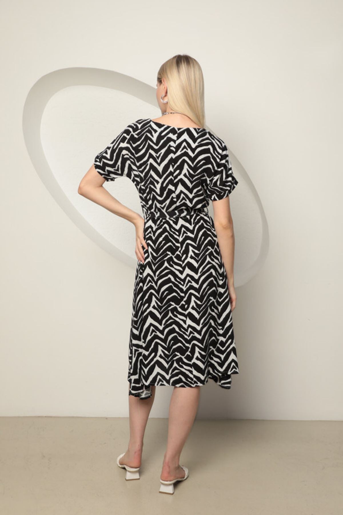 Viscose Fabric Zebra Pattern Women's Dress-Black - STREETMODE™